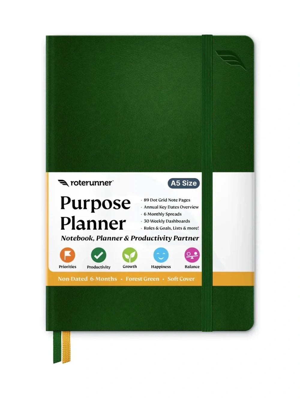 Roterunner Forest Green Purpose Planner — A5 Softcover
